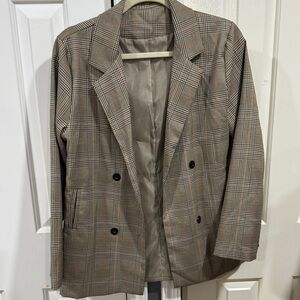 Plaid Blazer with Black Buttons
